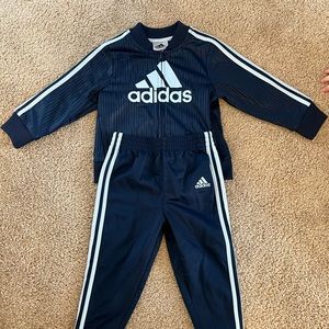 Adidas SST pinstripe tracksuit navy blue with baby blue stripes - 18months